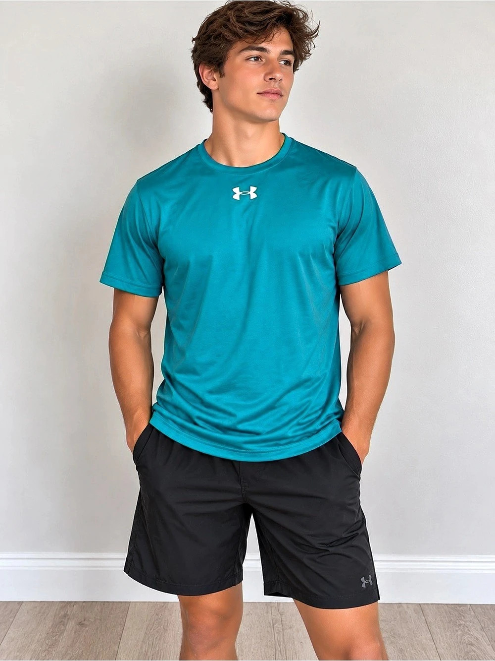 UNDER ARMOUR Men’s Locker 2.0 Short Sleeve Performance T-Shirt Teal Medium